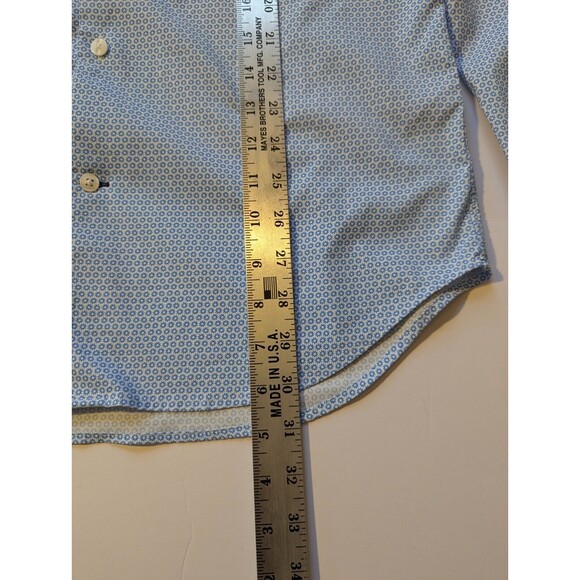 Bonobos Medium Tailored Fit Long Button Up Long Sleeve Shirt Blue White Graphic - Picture 9 of 11
